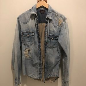 Zara Denim Collection Distressed Shirt